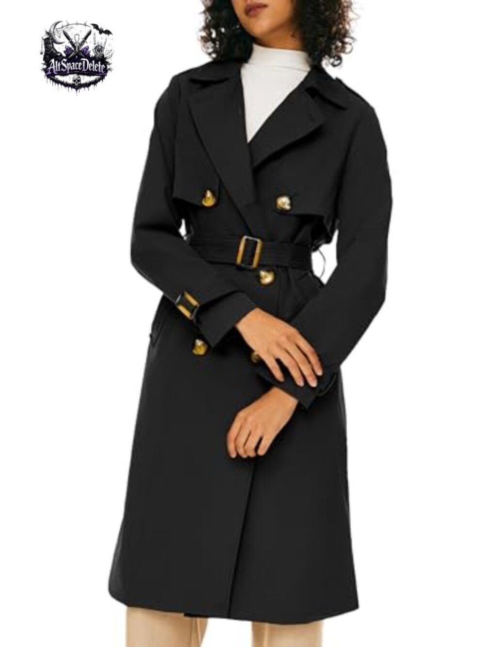 Women's Double Breasted Trench Coat 3/4 Length with Belt